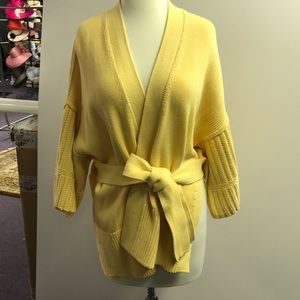 Yellow Brochu Walker belted cardigan size M